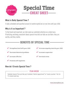 Sensory Mom Special Time Cheat Sheet